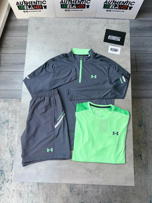 UNDER ARMOUR TECH 3-PIECE SET - GREY/GREEN